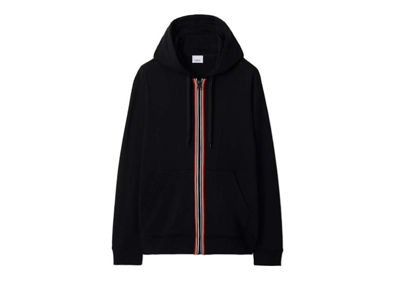 Burberry Hove Stripe Zip Hoodie Black Men's - US Burberry Hove Stripe Zip Hoodie Black Men's - US