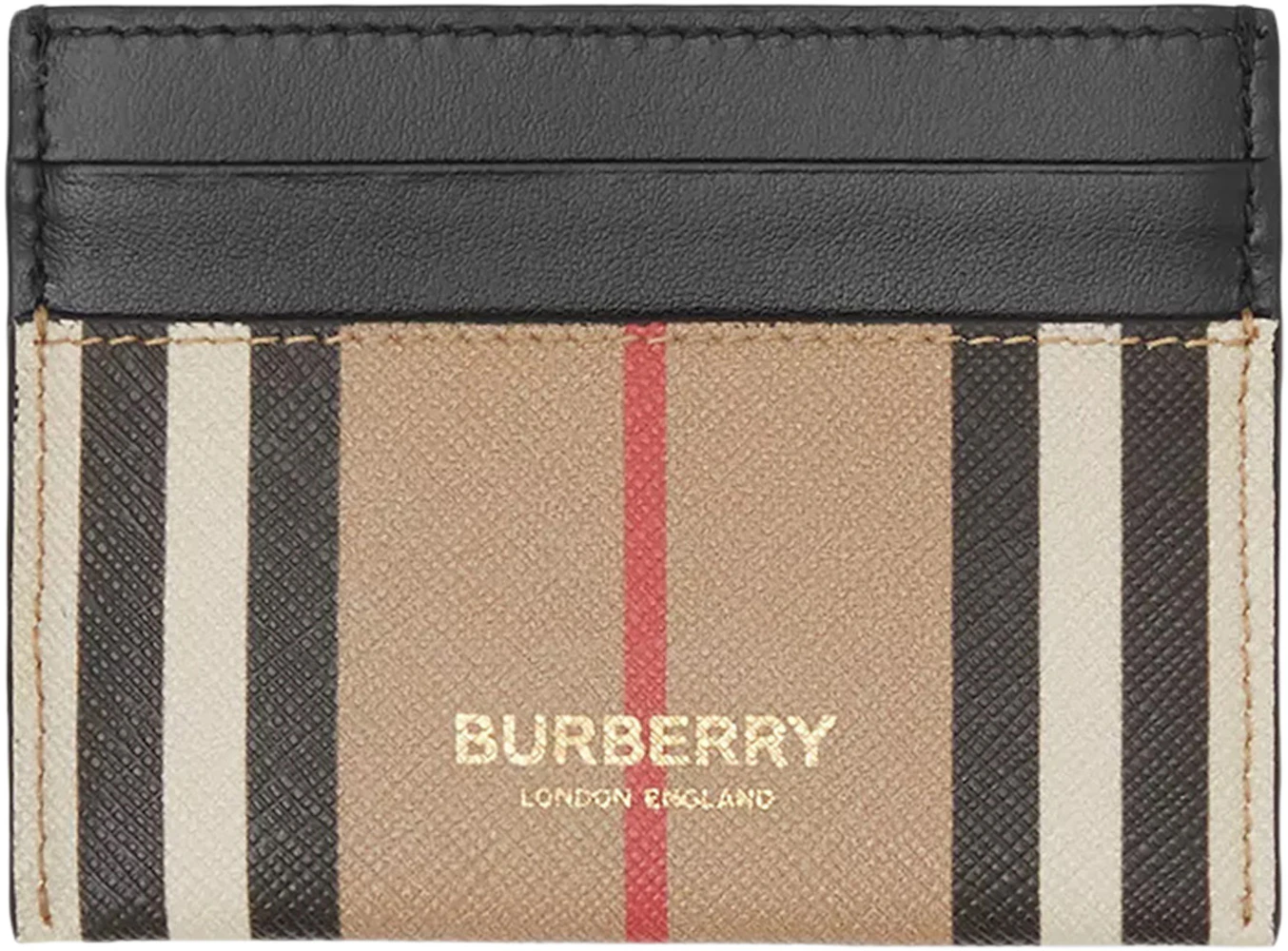 Burberry Icon Stripe (5 Card Slot) Card Holder Beige/Multi in  Canvas/Leather - US