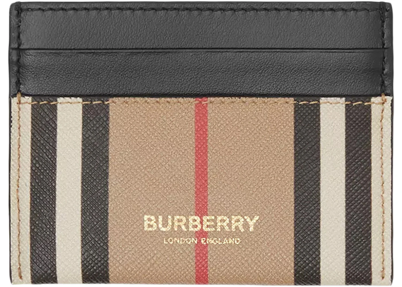 Burberry Icon Stripe (5 Card Slot) Card Holder Beige/Multi in Canvas ...