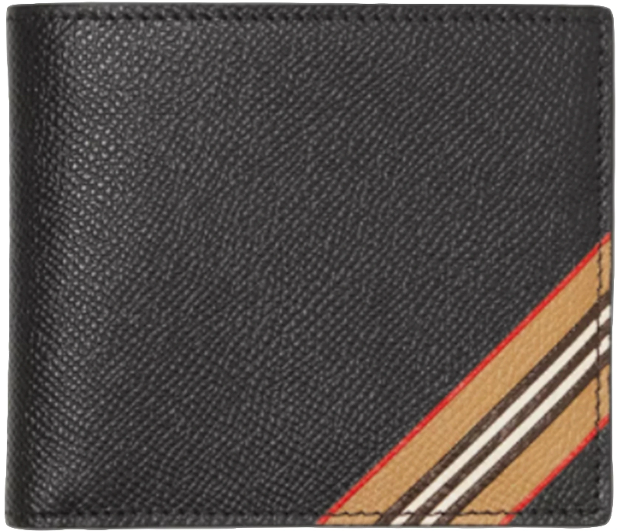 Burberry Icon Stripe Leather International Bifold Wallet Black in Calfskin  Leather - US