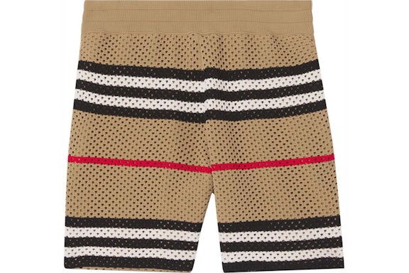 Burberry Icon Stripe Pointelle Knit Shorts Beige