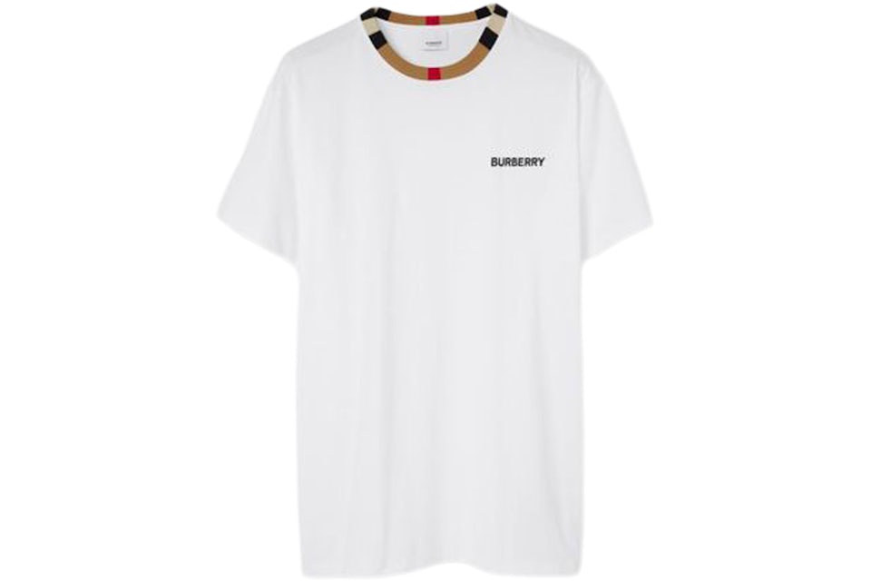 Burberry Icon Stripe Trim Cotton T-shirt White Men's - US