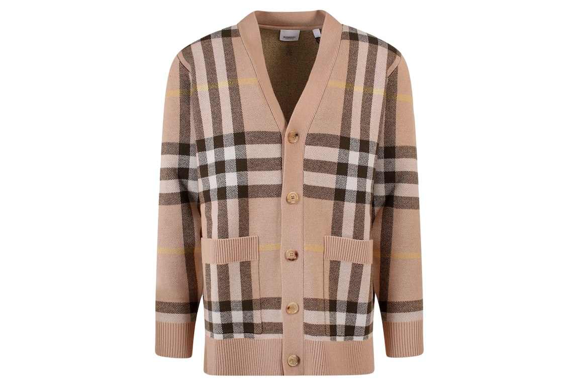Pre-owned Burberry Iconic Check Motif Cashmere Cardigan Beige