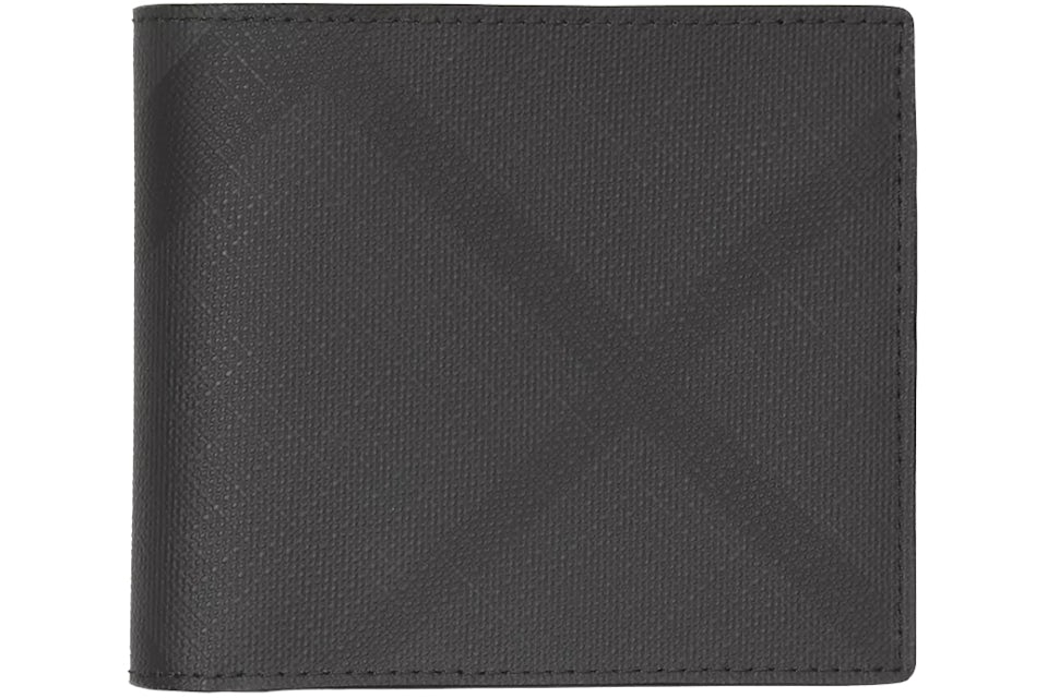 London check and leather international bifold wallet Clearance
