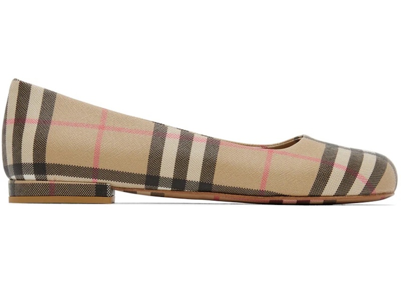 Burberry Joy Vintage Check Patent Ballerina Flat Beige Women s