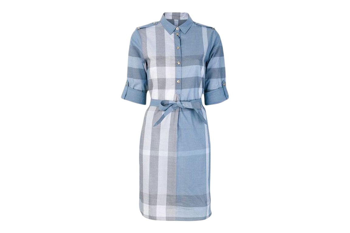 Pre-owned Burberry Kelsy House Check Shirt Dress Blue
