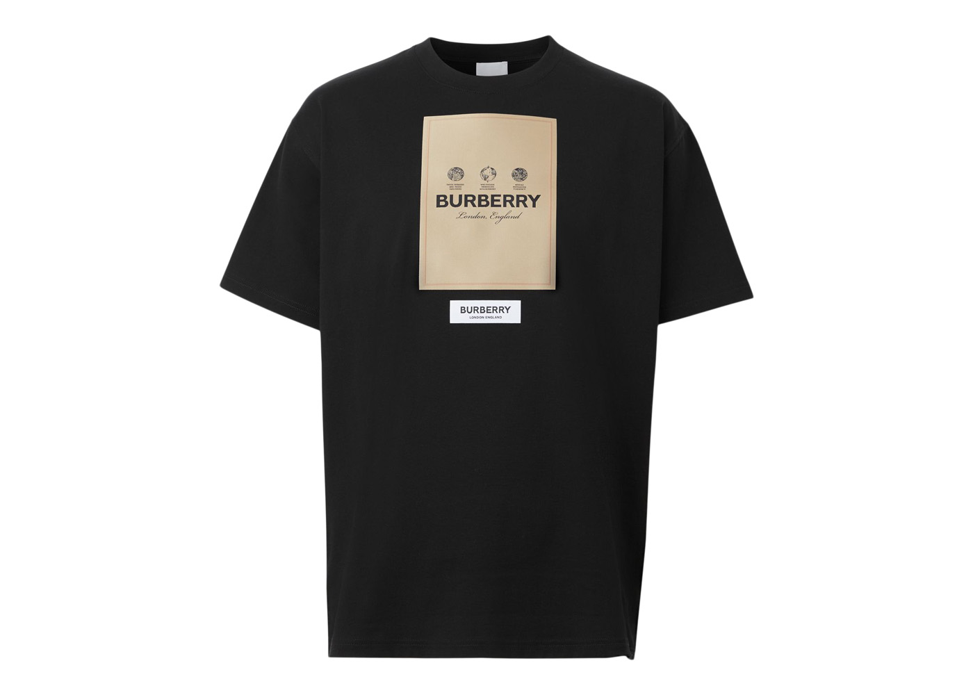 Burberry Label Applique Cotton Oversized T-Shirt Black