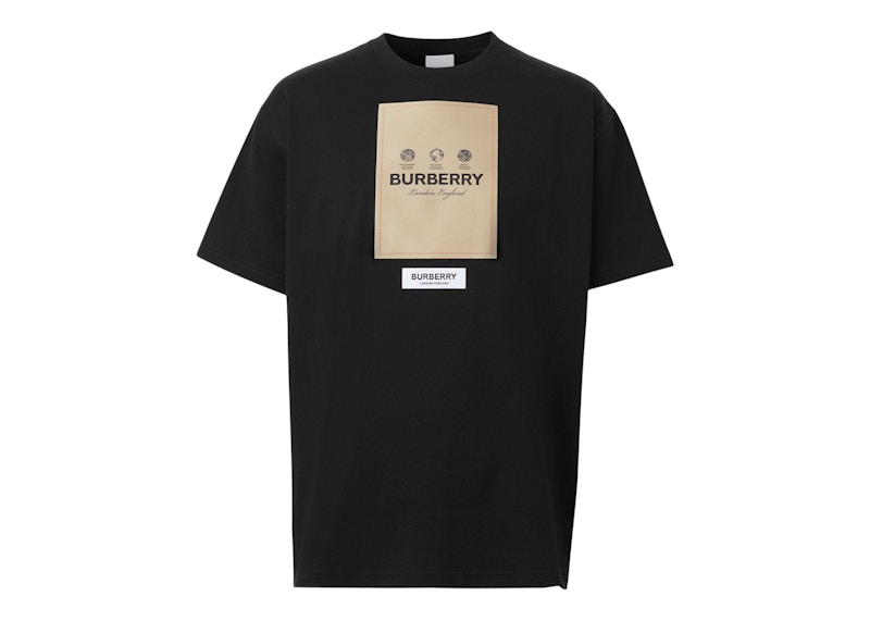 Burberry Label Applique Cotton Oversized T-Shirt Black Men's - US