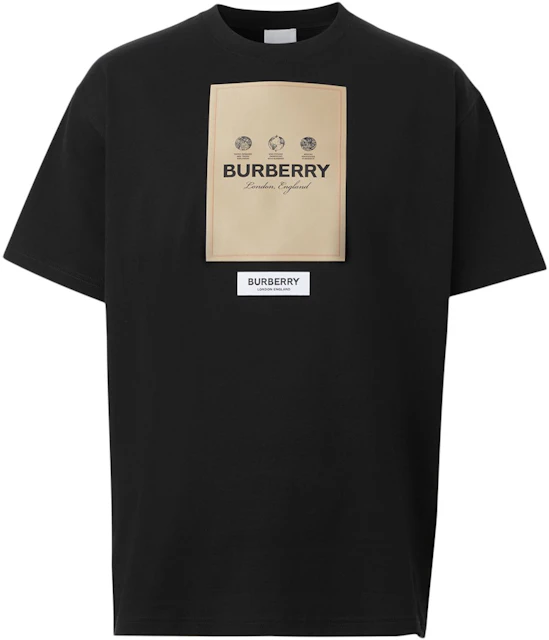 Burberry Label Applique Cotton Oversized T-Shirt Black - US