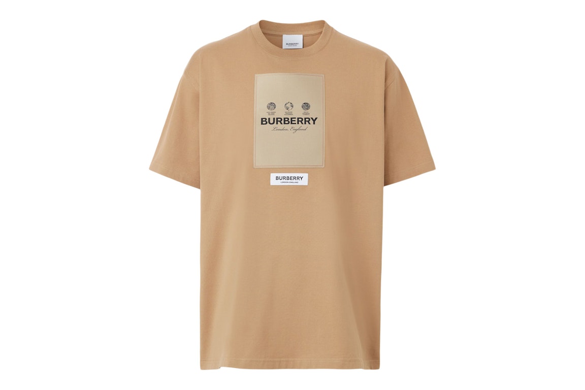 Pre-owned Burberry Label Applique Cotton Oversized T-shirt Camel