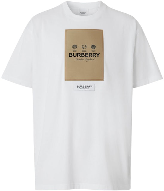 Burberry Label Applique Cotton Oversized T-Shirt White