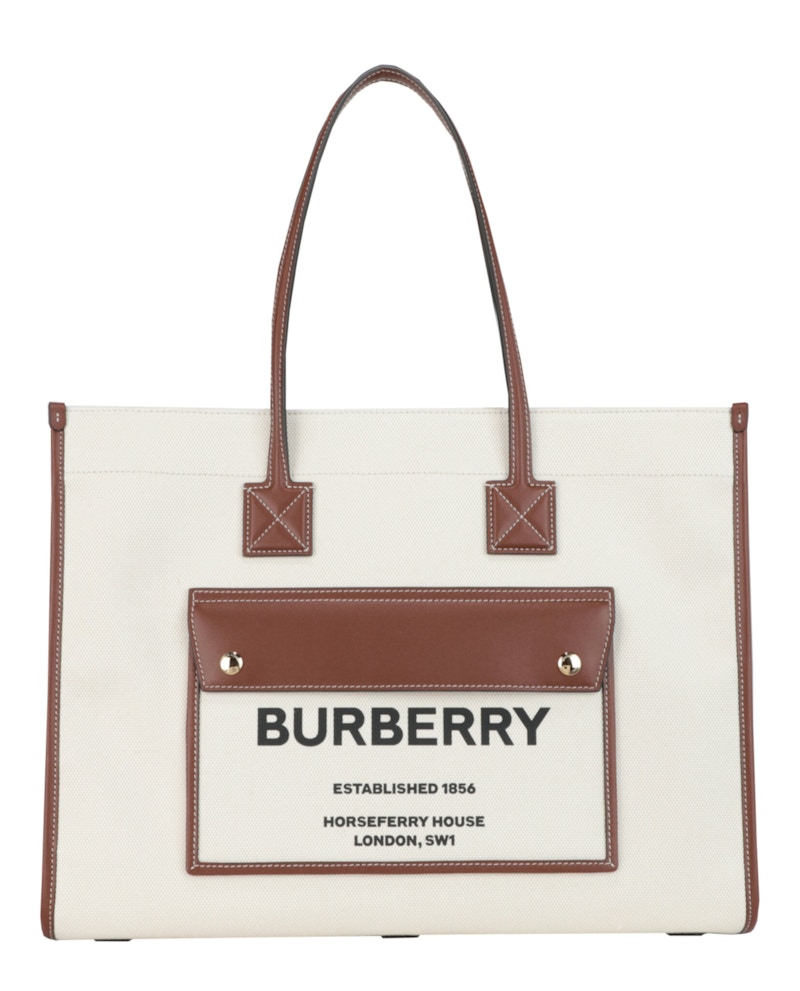 Pre-owned Burberry Women's Large Freya Tote In Tan In Brown