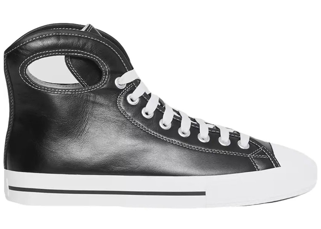 Pre-owned Burberry Larkhall High-top Sneakers Black White Leather In Black/white