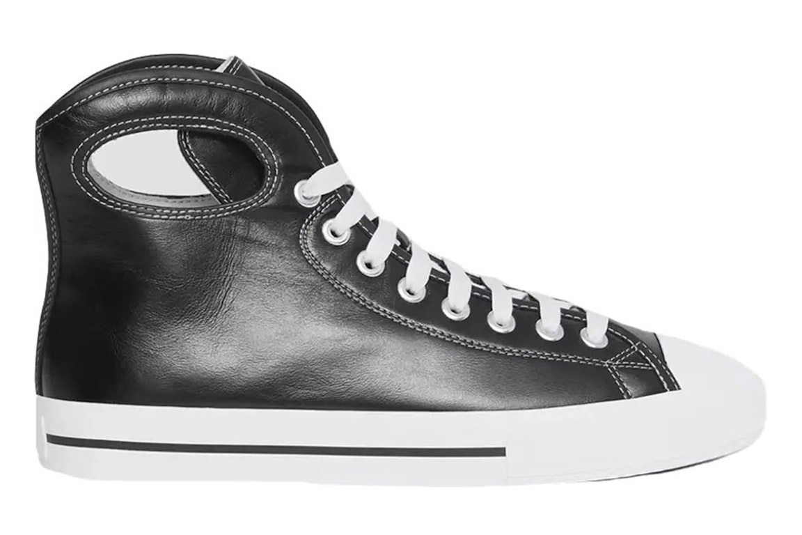 Pre-owned Burberry Larkhall High-top Sneakers Black White Leather In Black/white