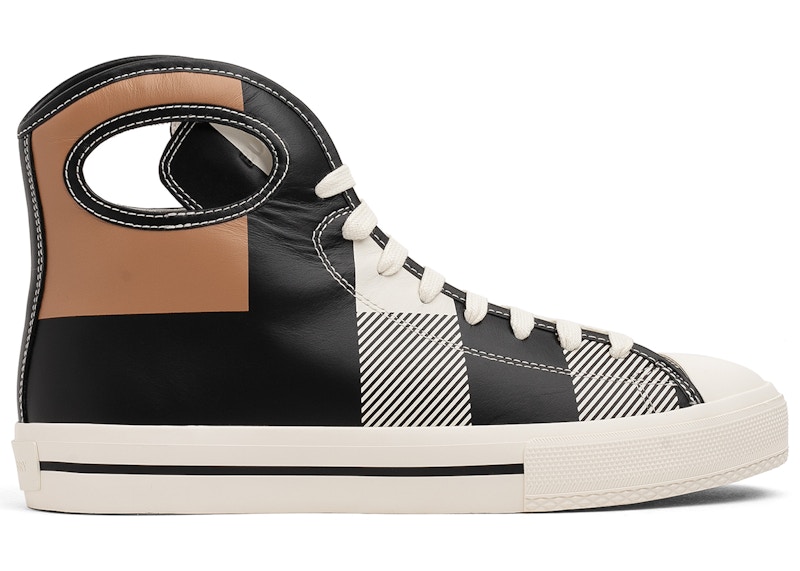 Burberry Larkhall High Top Sneakers Check Print Leather