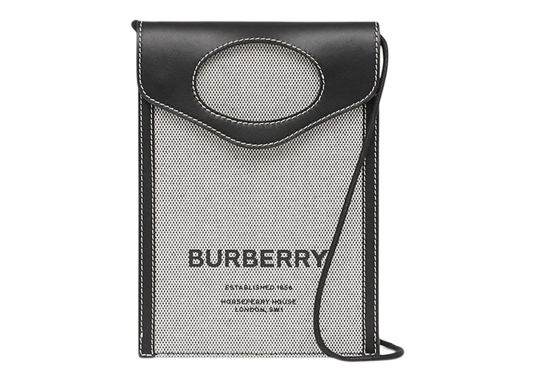 Pre-owned Burberry Leather And Canvas Phone Pouch Black/gray