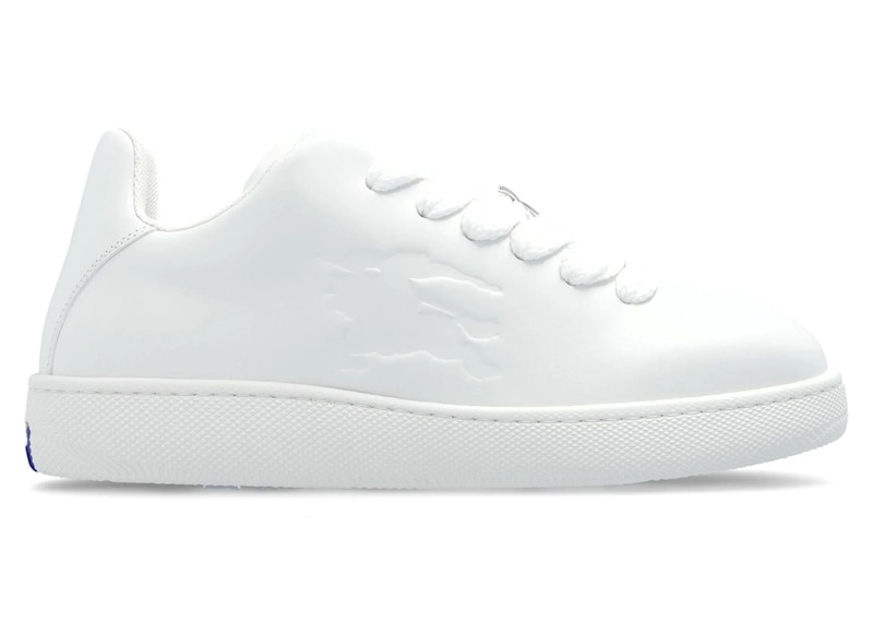 Pre-owned Burberry Men's  Leather Box Sneaker Debossed Equestrian Knight Sneakers In White
