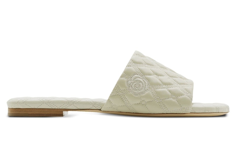 Pre-owned Burberry Leather Quilt Slide (women's) Sneakers In Plaster
