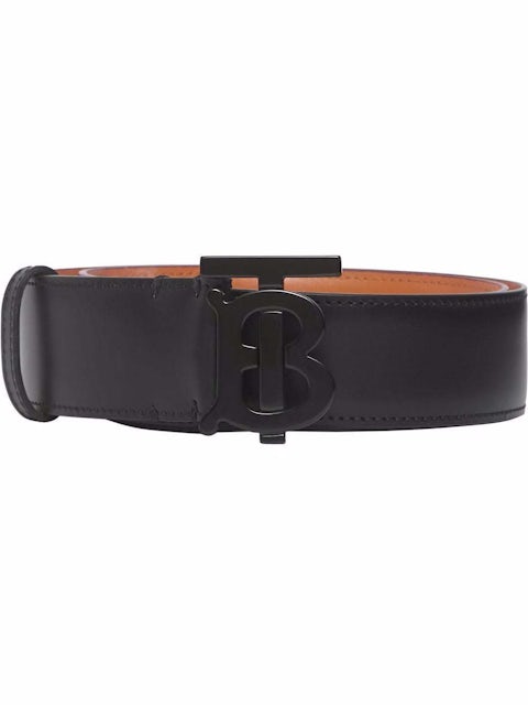 Burberry Matte Monogram Motif Leather Belt In Black