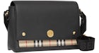 バーバリー レザー アンド ビンテージチェックノート クロスボディバッグ ブラック