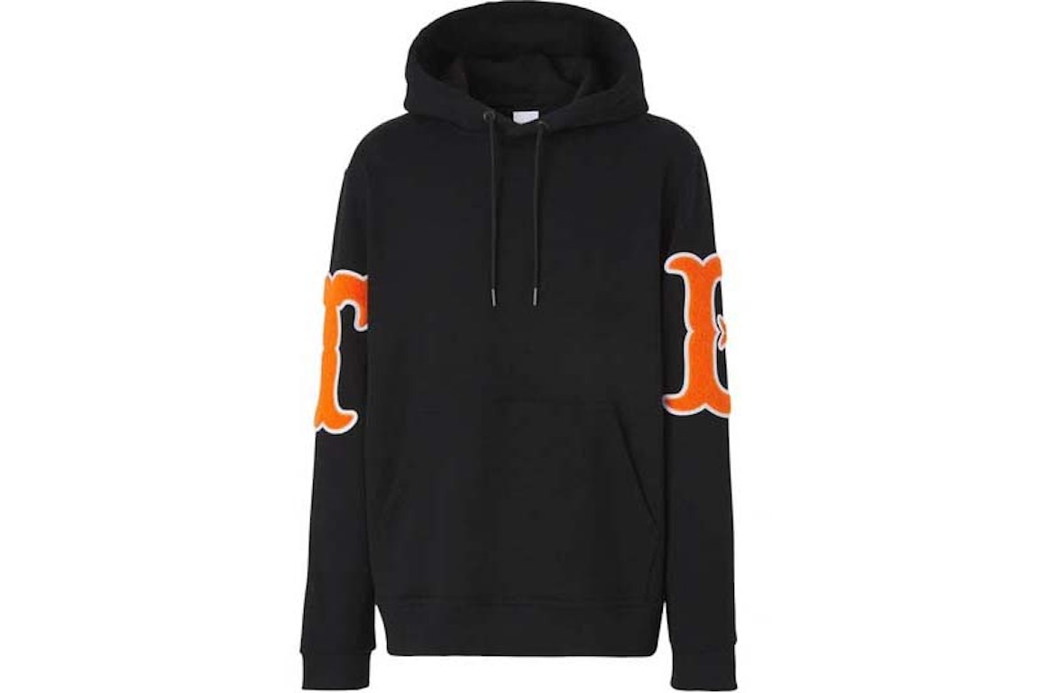 Pre-owned Burberry Letter Graphic Appliqué Hoodie Black