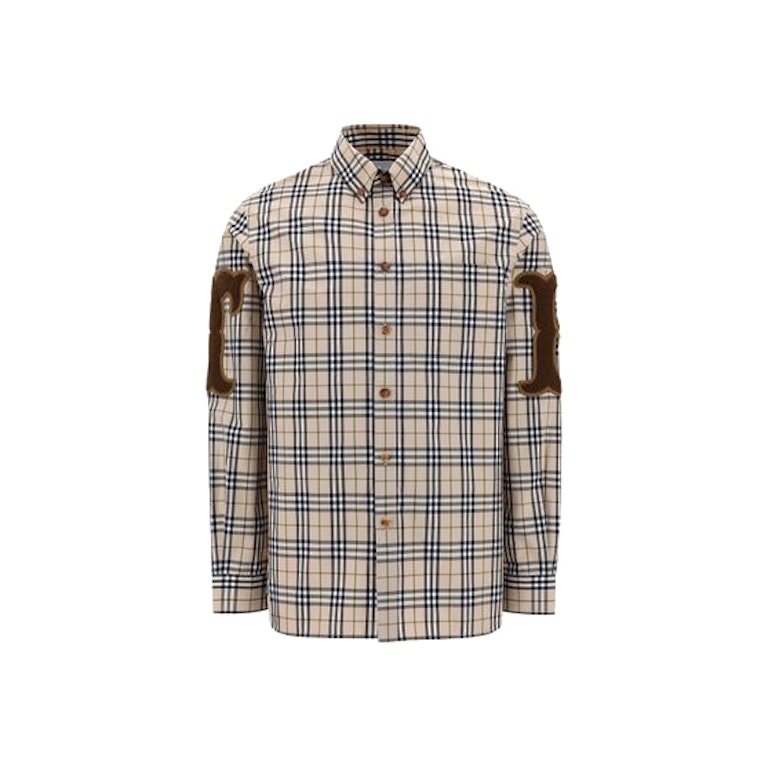Pre-owned Burberry Letter Graphic Check Print Shirt Soft Fawn