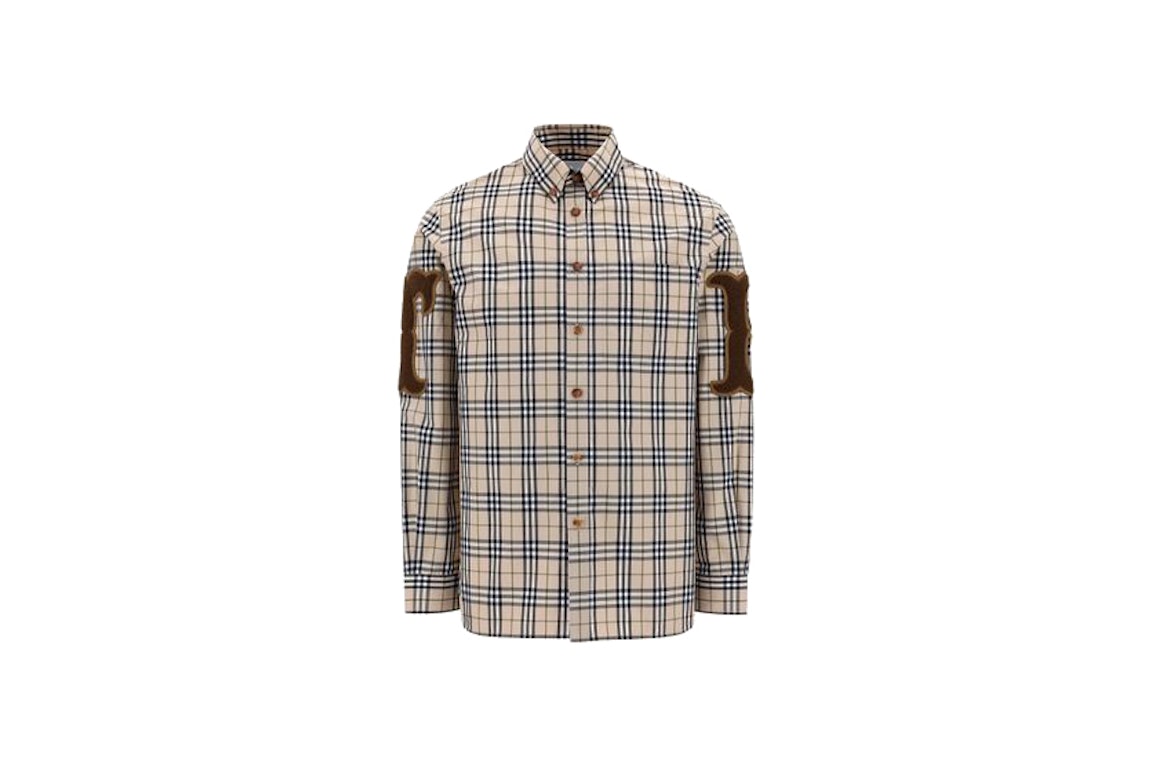 Pre-owned Burberry Letter Graphic Check Print Shirt Soft Fawn