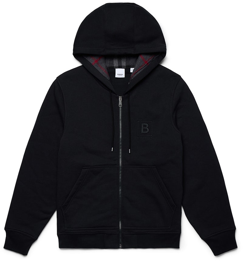 Sweat à capuche Burberry zippé initiale coton mélangé noir Homme
