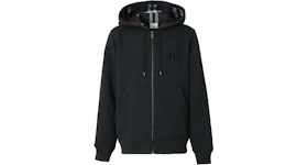 Burberry Letter Graphic Cotton Blend Zip Hoodie Navy
