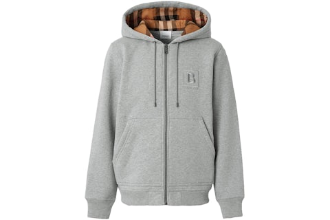 Sweat à capuche Burberry initiale coton mélangé gris chiné Homme