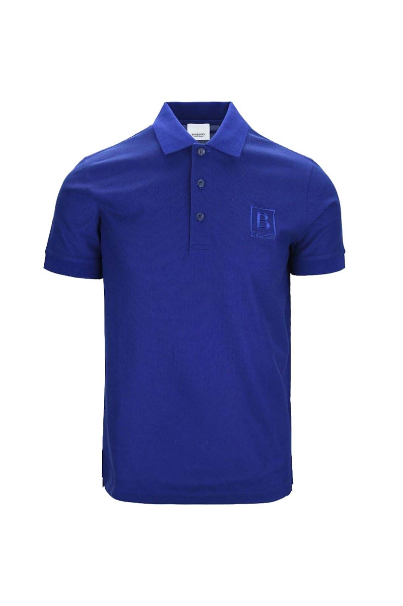 Blue burberry store polo shirt