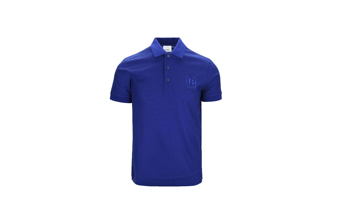 Pre-owned Burberry Letter Graphic Cotton Pique Polo Shirt Blue