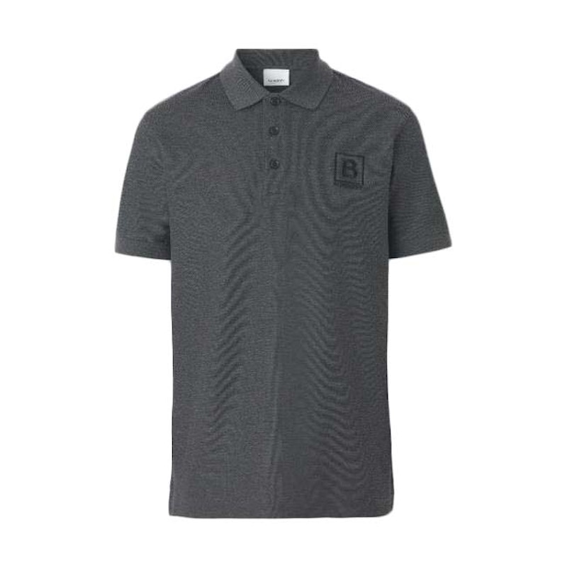 Burberry Letter Graphic Cotton Pique Polo Shirt Dark Grey Hombre MX