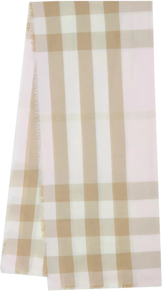 Burberry Lightweight Check Cashmere Scarf Alabaster in Wool - US