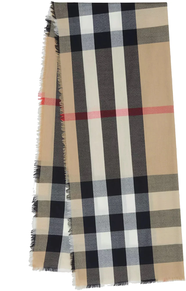 Burberry Lightweight Check Cashmere Scarf Archive Beige in Wool - US