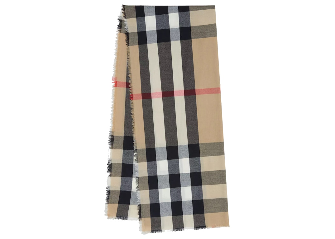 Pre-owned Burberry Lightweight Check Cashmere Scarf Archive Beige