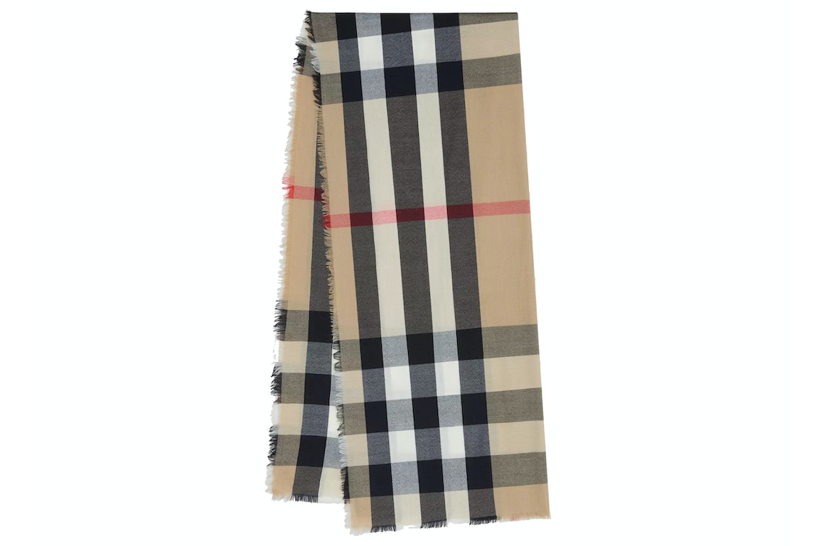 Pre-owned Burberry Lightweight Check Cashmere Scarf Archive Beige