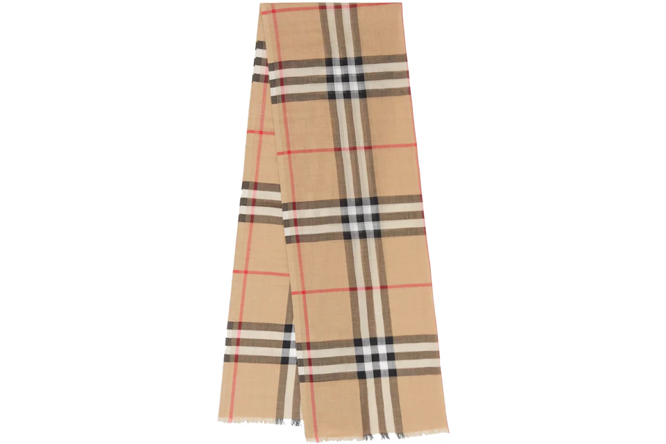 Burberry Lightweight Check Wool Scarf Archive Beige