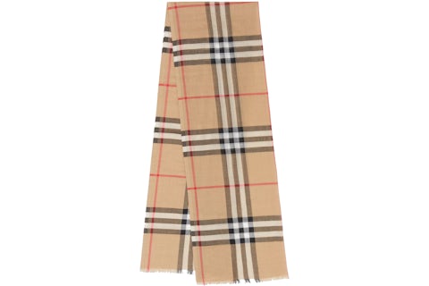 Burberry Lightweight Check Wool Scarf Archive Beige US