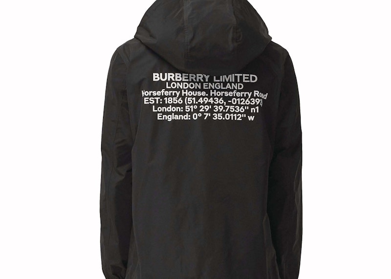 Burberry Location Print Taffeta Jacket Black Men's - US