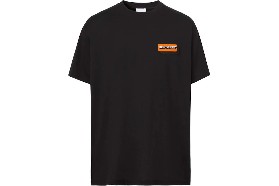Burberry Logo Applique Cotton Oversized T-shirt Black/Orange