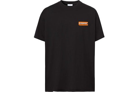 Burberry Logo Applique Cotton Oversized T-shirt Black/Orange Men's