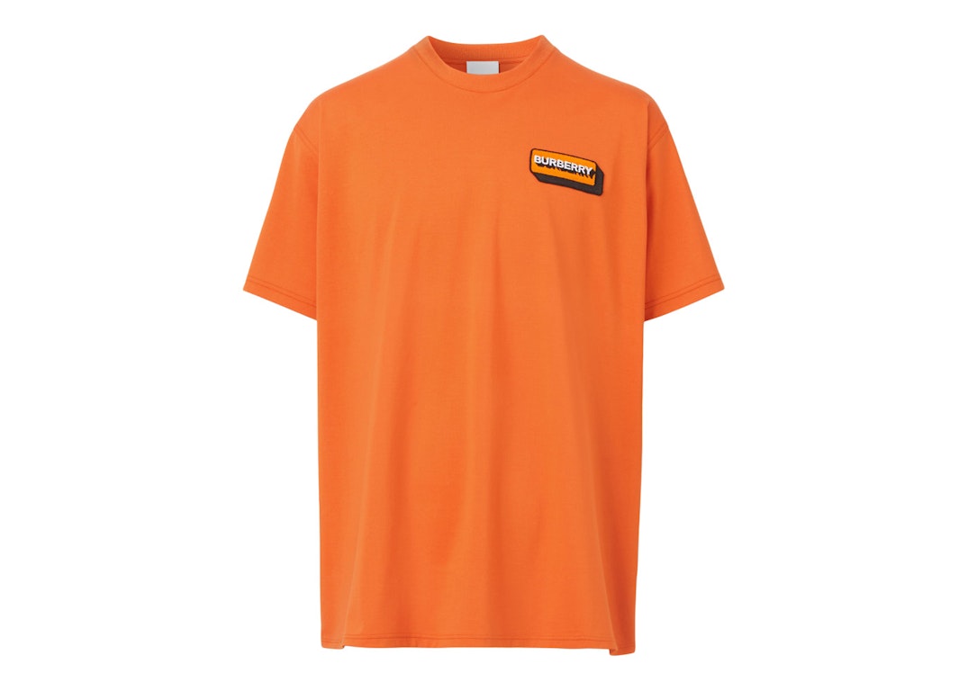 Pre-owned Burberry Logo Applique Cotton Oversized T-shirt Bright Orange/orange