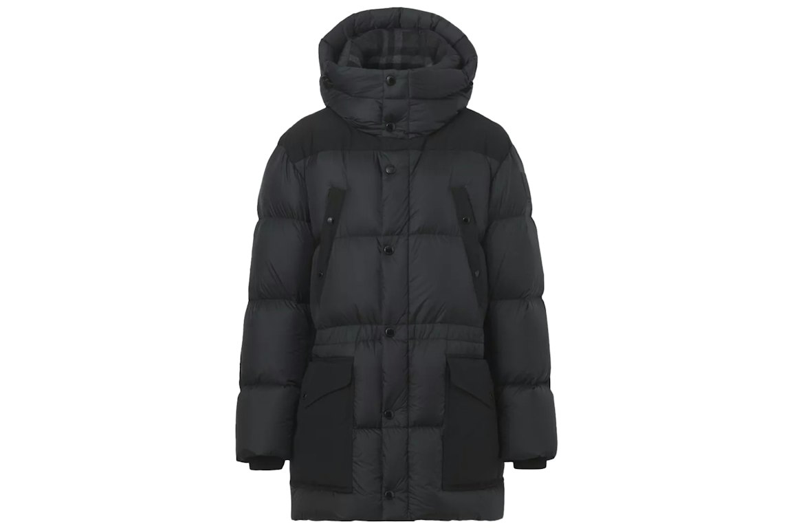 Pre-owned Burberry Logo Applique Nylon Puffer Coat Charcoal Grey