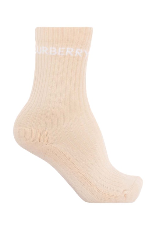 Pre-owned Burberry Logo Cotton Socks Peach