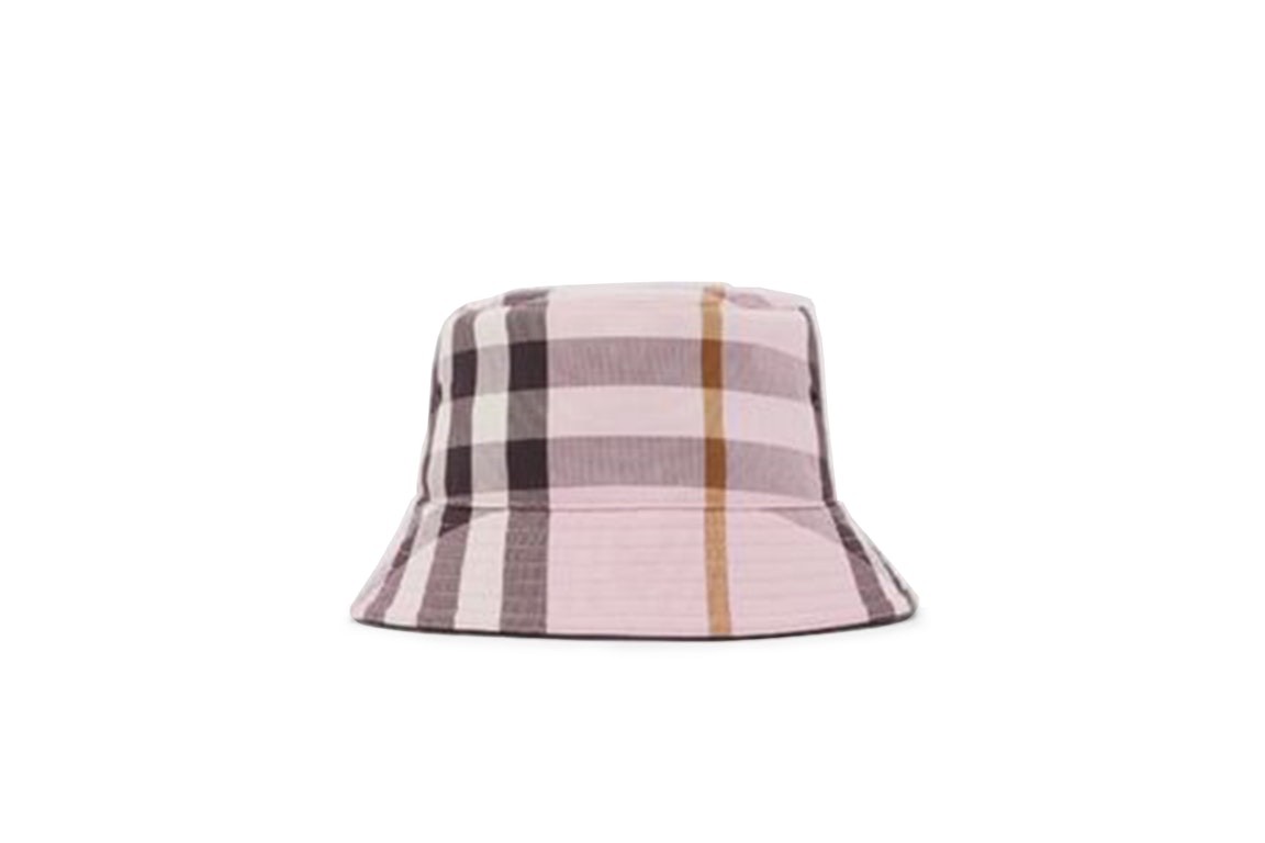 Pre-owned Burberry Logo Detail Check Cotton Bucket Hat Pink/black