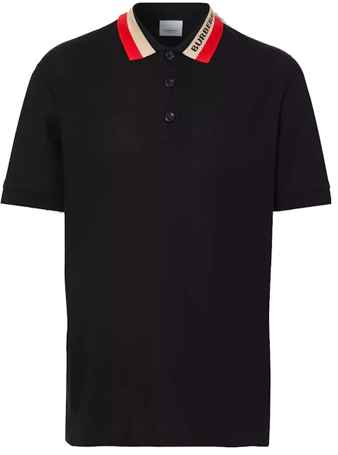 Burberry Logo Detail Cotton Piqué Polo Shirt Black Men's - US