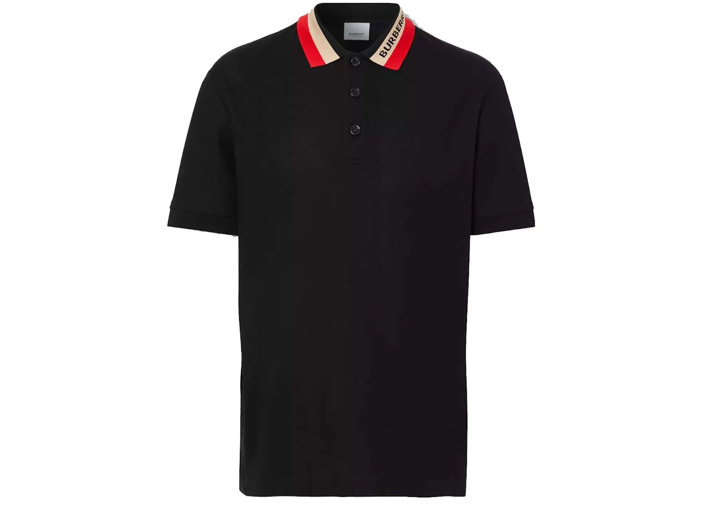 Burberry Logo Detail Cotton Piqué Polo Shirt Black Men's - US