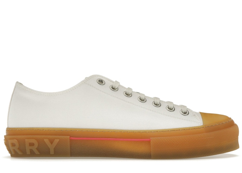 Pre-owned Burberry Men's Logo Detail Cotton Trainer Sneakers In White