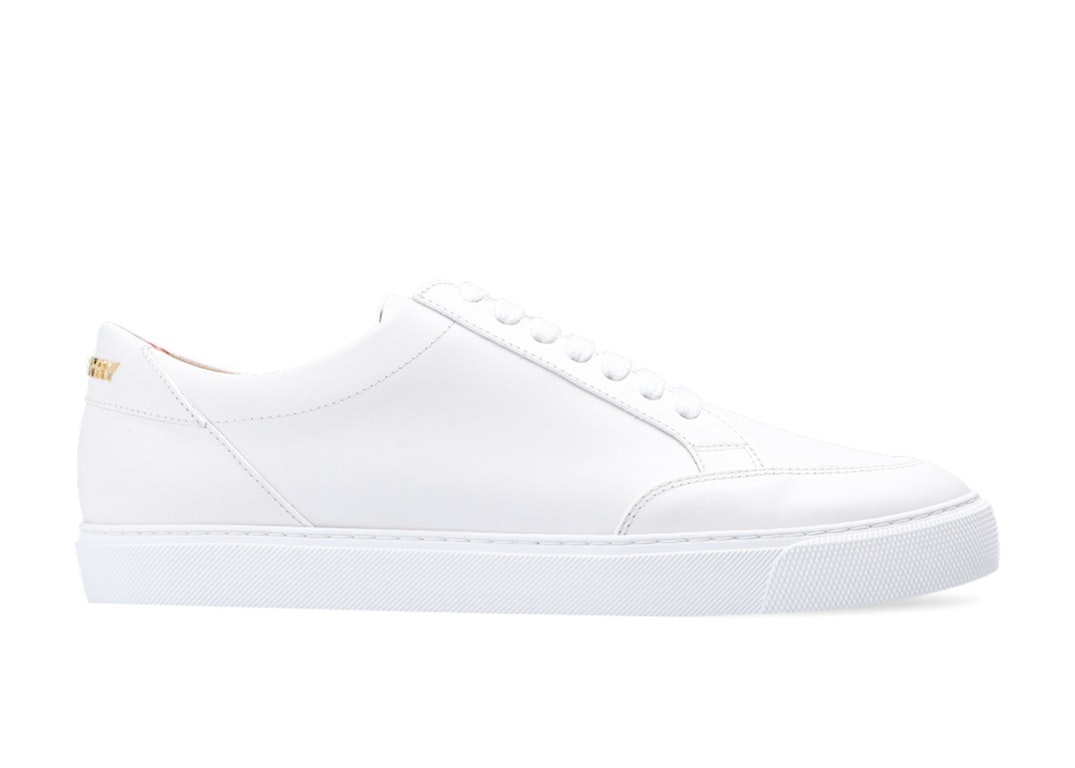 Pre-owned Burberry Logo Detail Leather Sneakers Optic White (women's)